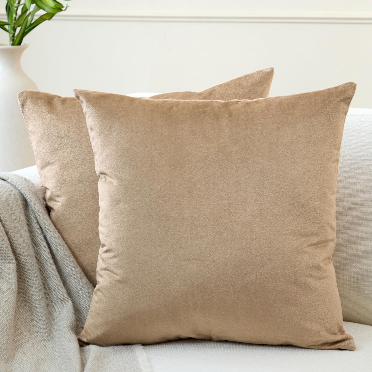 Ibenzoa® Set van twee elegante fluwelen kussenhoezen voor bank, stoel en bed