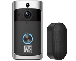 Living Needs – Slimme Video Deurbel met Camera – Donkergrijs – Full HD beeld – met Nachtzicht, App & Bewegingsmelder – Draadloos