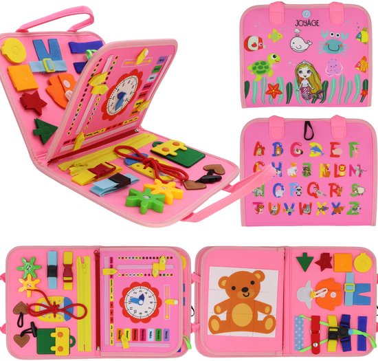 Joyage Busy Board Boek Montessori Speelgoed - Sensorisch Speelgoed 3 jaar montessori activiteitenboek - Open ended Educatief speelgoed 1 jaar 2 jaar Motoriek Speelgoed voor in de auto voor onderweg – Reisspeelgoed Peuter speelgoed 4 jaar voor op reis