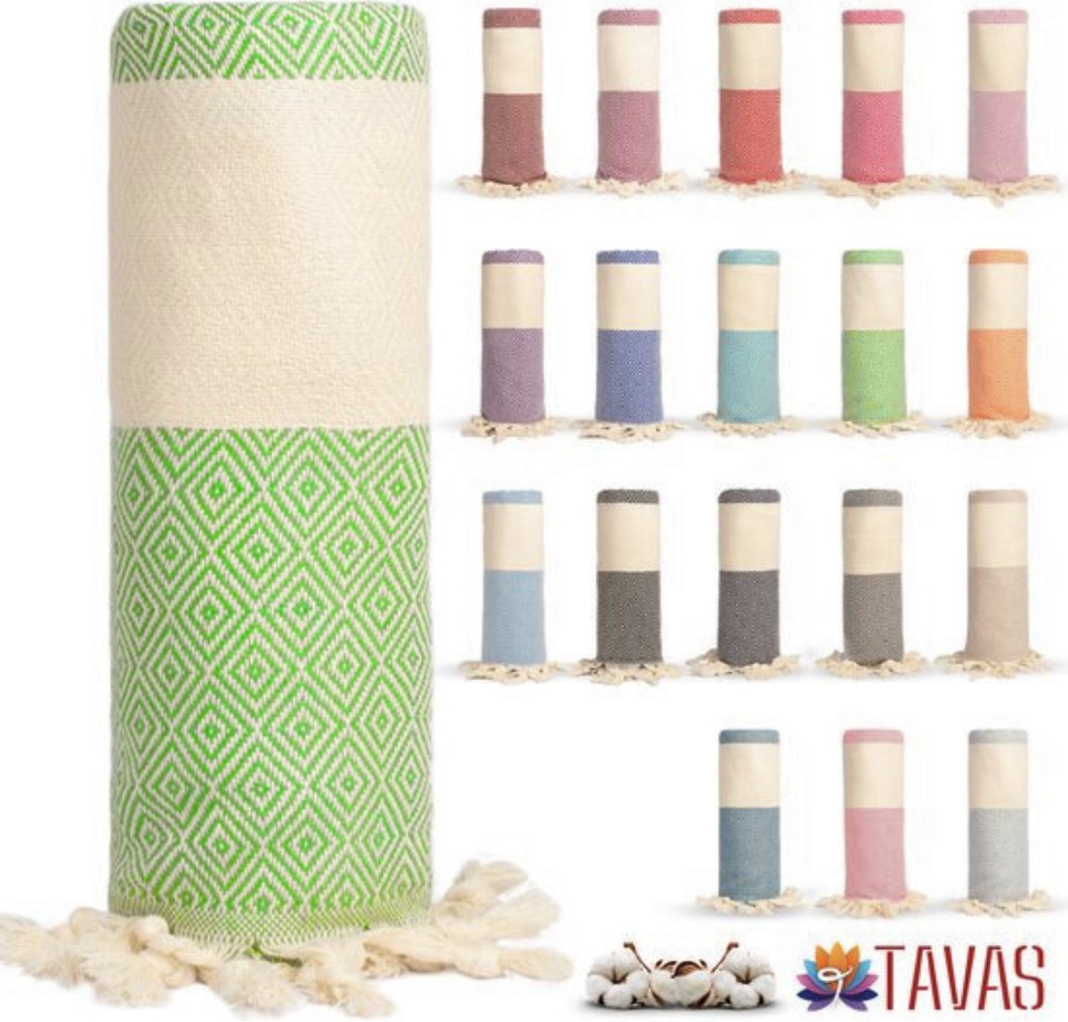 Tavas Hamamdoek Pistache groen Strandlaken %100 Katoen XL Saunalaken 100 x 180 cm Badhanddoek Groot Douchelaken Dames Hotel Handdoek Pestemal Fouta Pareo Yoga Deken Heren