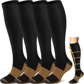 4 paires de chaussettes de compression pour hommes et femmes - Chaussettes de course - Bas de contention - Chaussettes de compression - Idéales pour les infirmières, la Course à pied et le Vélo - Chaussettes de Chaussettes de sport - Tailles 34-39