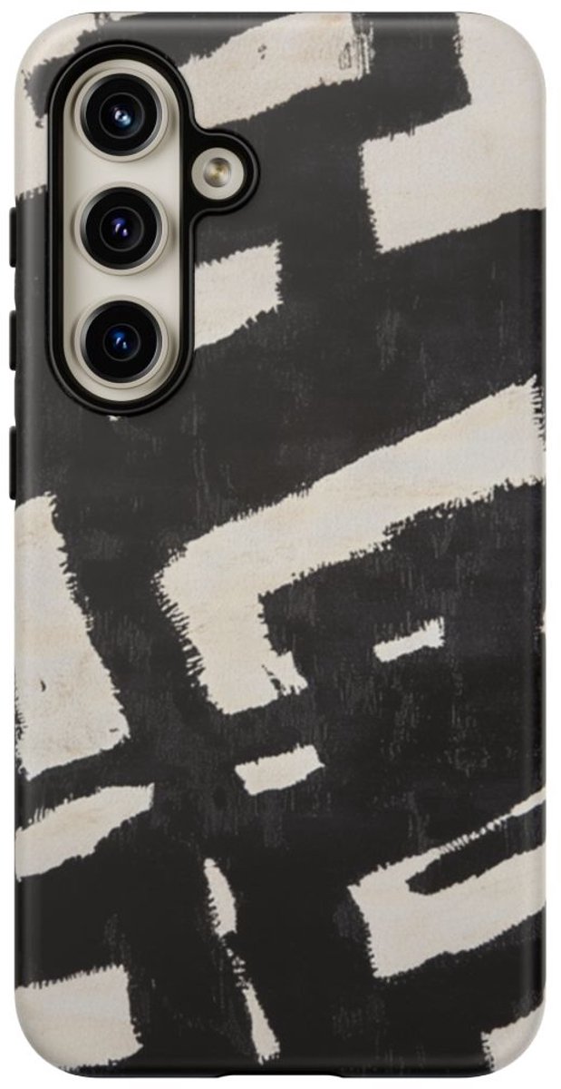 Abstract Zwart-Crème Patroon – Telefoonhoesje Geschikt voor Galaxy S24