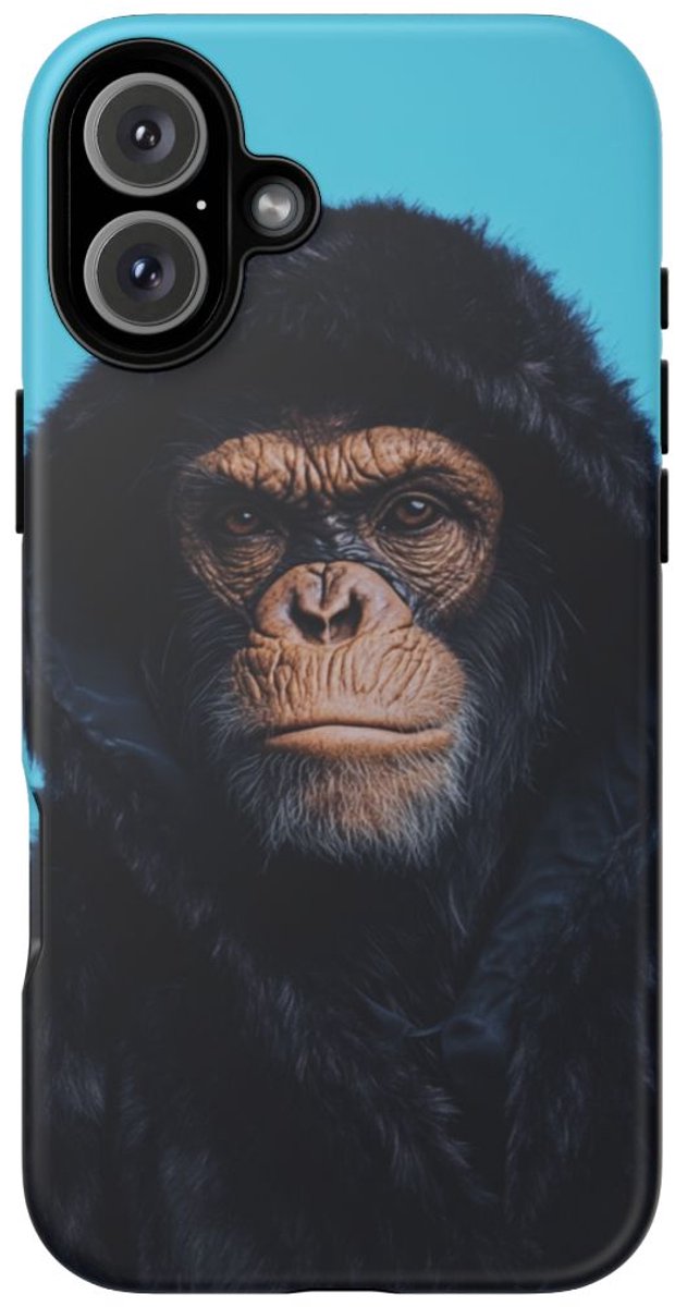 Aap met Zwarte Hoodie – Telefoonhoesje Geschikt voor iPhone 16 Plus