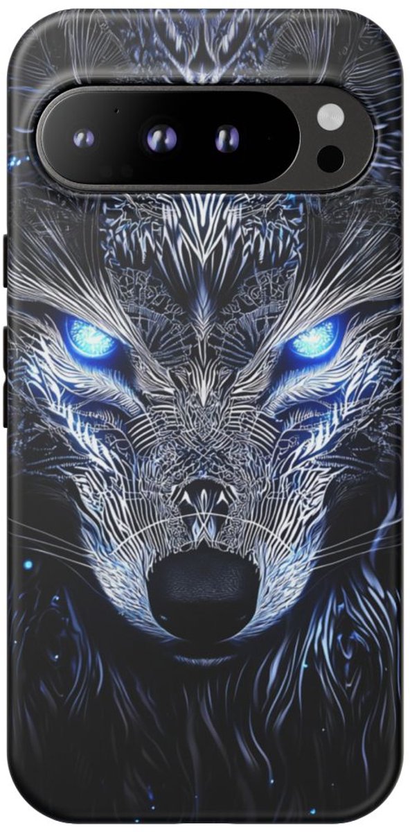 Majestueuze Wolf met Gloeiende Ogen – Telefoonhoesje Geschikt voor Pixel 9 Pro XL