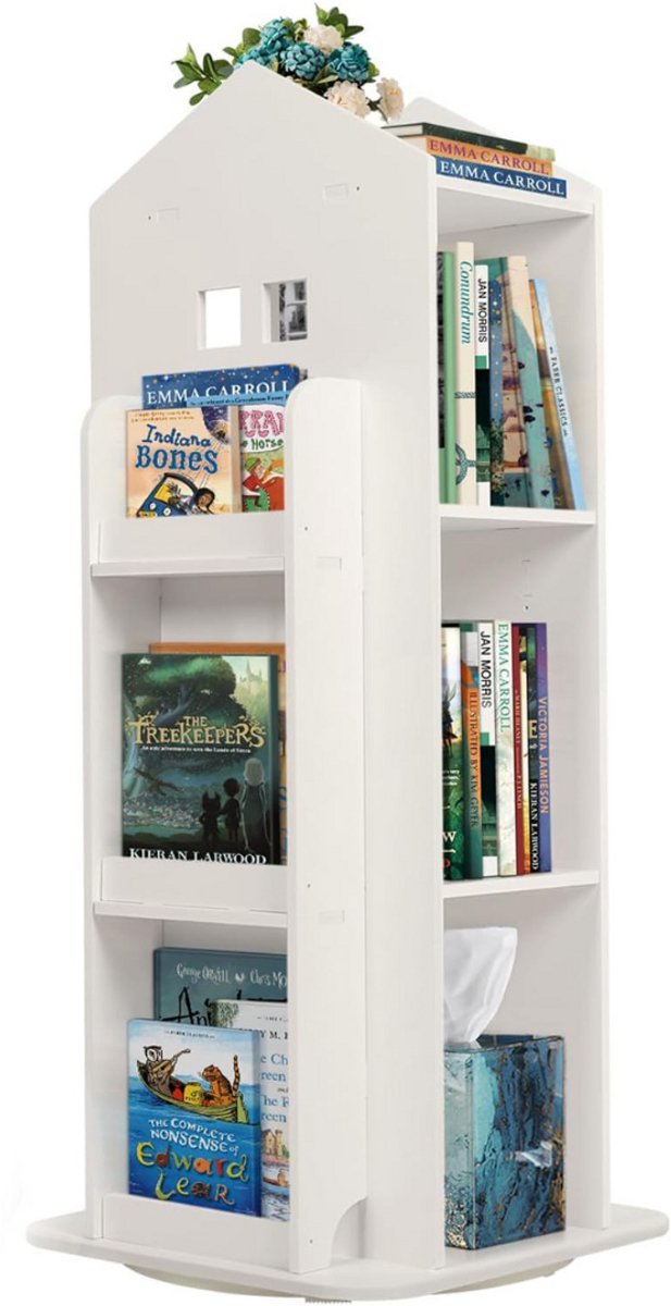 ZRSS® Kinderboekenkast - Boekenrek kinderkamer - Opbergkast hout - Draaibaar - Wit