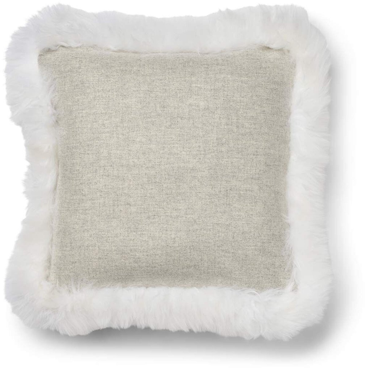 Sheepskin House Wollen Kussen - LW rand - 52x52 cm Silver/Ivory