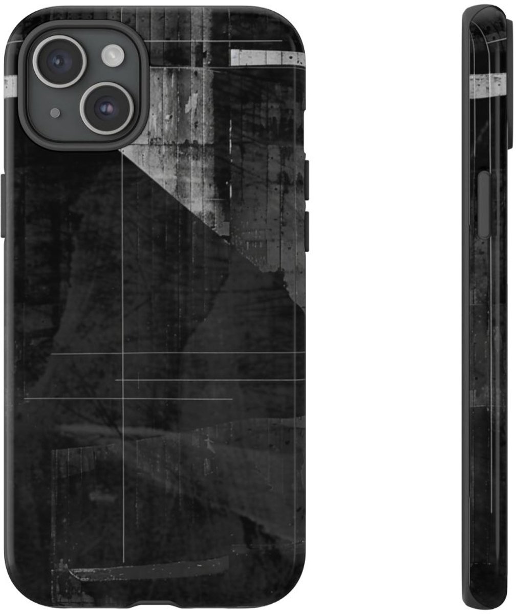 Zwart-Wit Abstracte Geometrische Textuur – Telefoonhoesje Geschikt voor iPhone 15 Plus