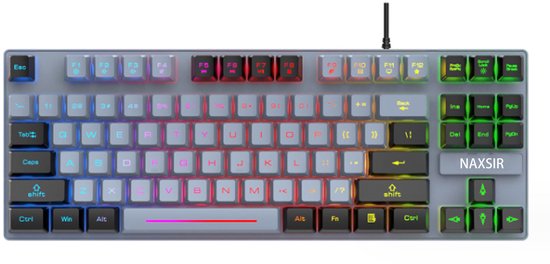 NAXSIR Gaming toetsenbord - 87-Toetsen - Tweekleurig Ontwerp - RGB - USB Plug-and-Play