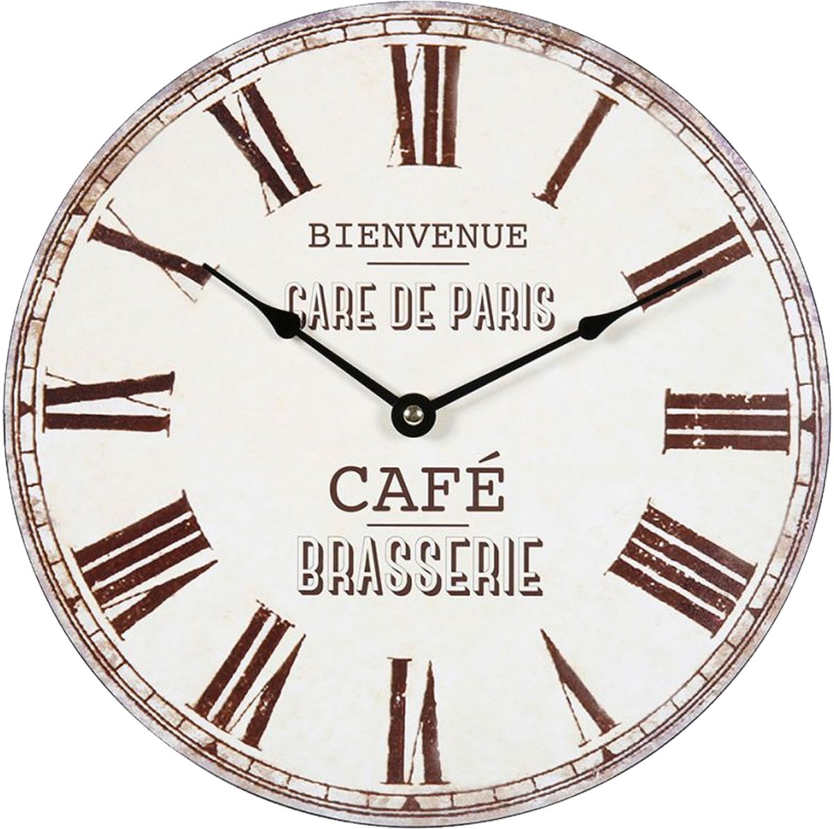 Ostaria Wandklok/muur klok - cafe brasserie klok - D30 cm - mdf - bruin - keuken/kamer