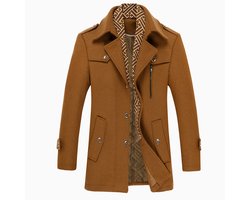 Allthemen Heren Parka Wollen Jassen - Korte Warme Winterjas- 3XL