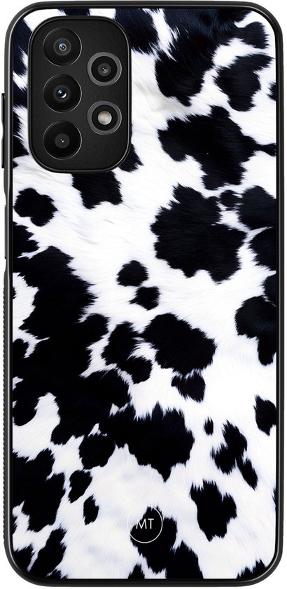 Coque pour Samsung Galaxy A13 4G avec imprimé vache noir et blanc.