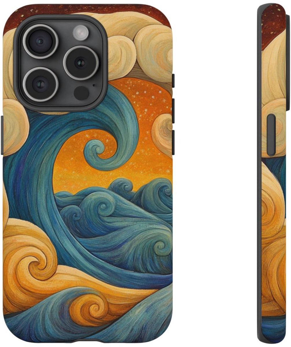 Spiraalvormige Golfillustratie – Telefoonhoesje Geschikt voor iPhone 15 Pro