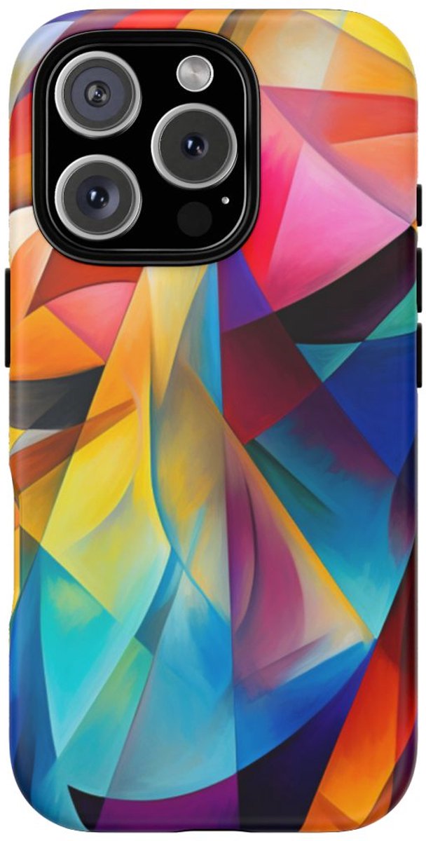 Abstracte Kleurrijke Geometrische Print – Telefoonhoesje Geschikt voor iPhone 16 Pro