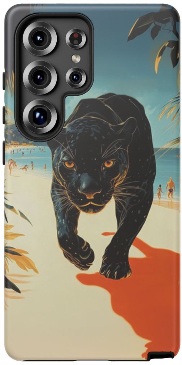 Zwarte Panter op het Strand – Telefoonhoesje Geschikt voor Galaxy S25 Ultra