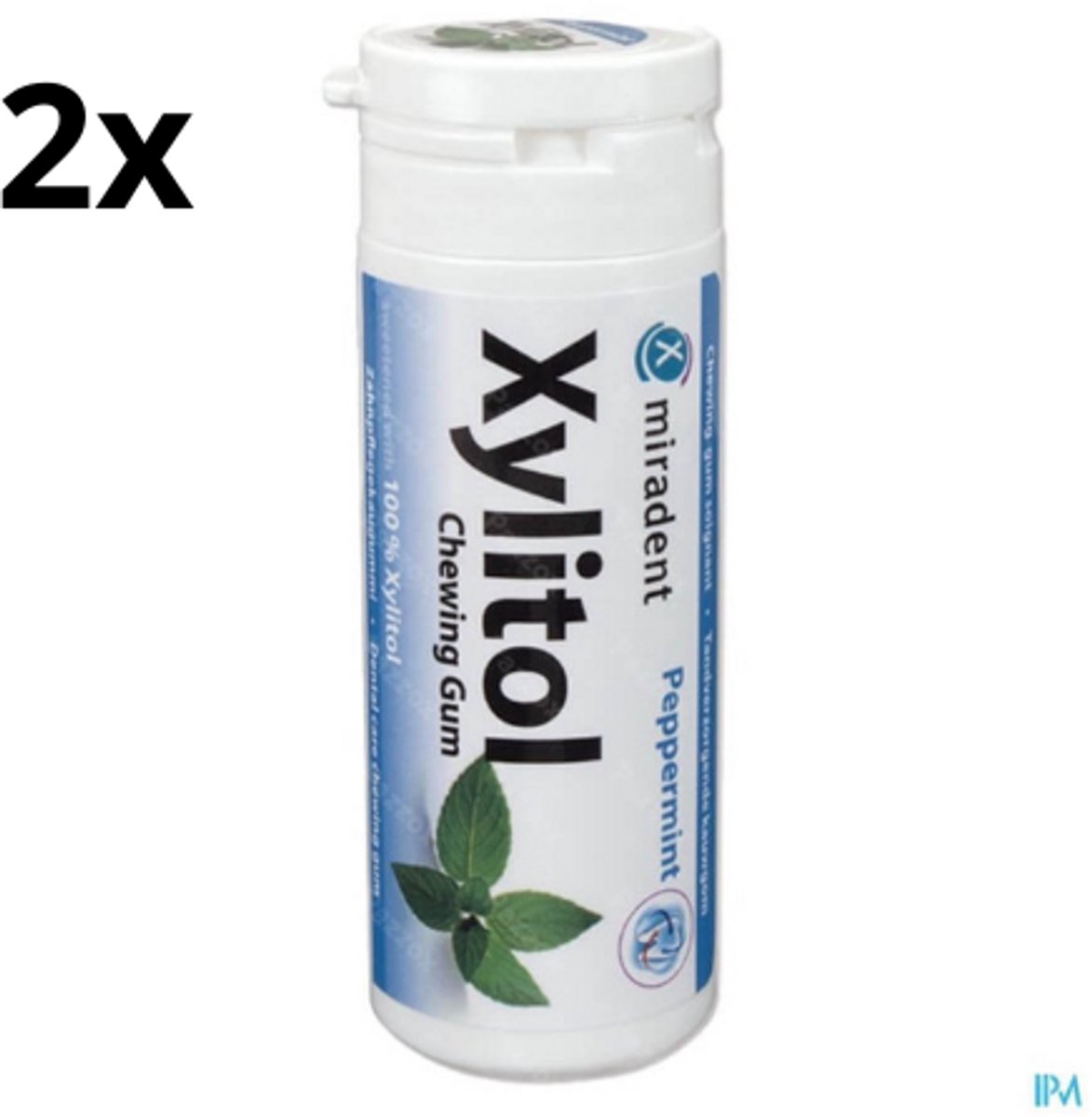 Miradent Xylitol Kauwgom | Pepermunt | 2 x 30 stuks | Voordeelverpakking