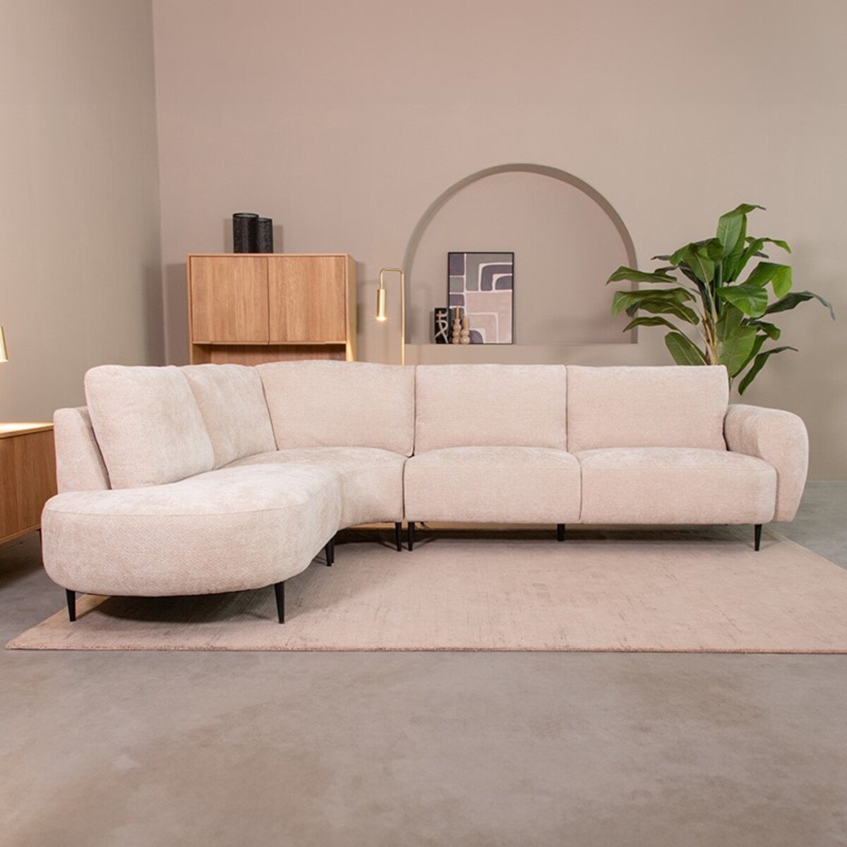 LABEL51 Milano Hoekbank - Naturel - Chenille - Hoekbank Links - - - Met Armleuning