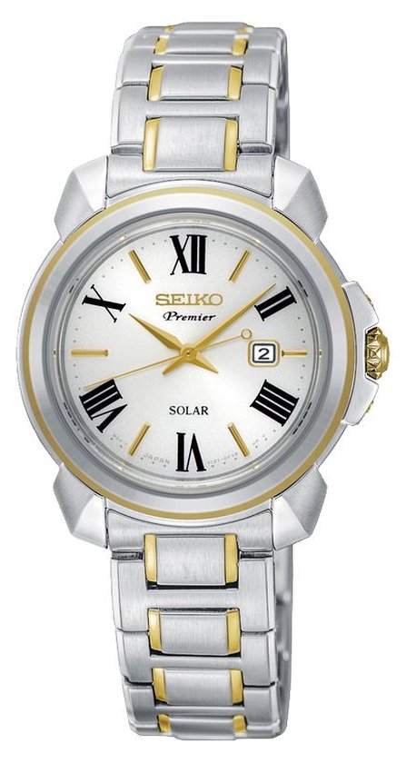 Seiko Premier SUT346P1 horloge dames - zilver en goud - edelstaal