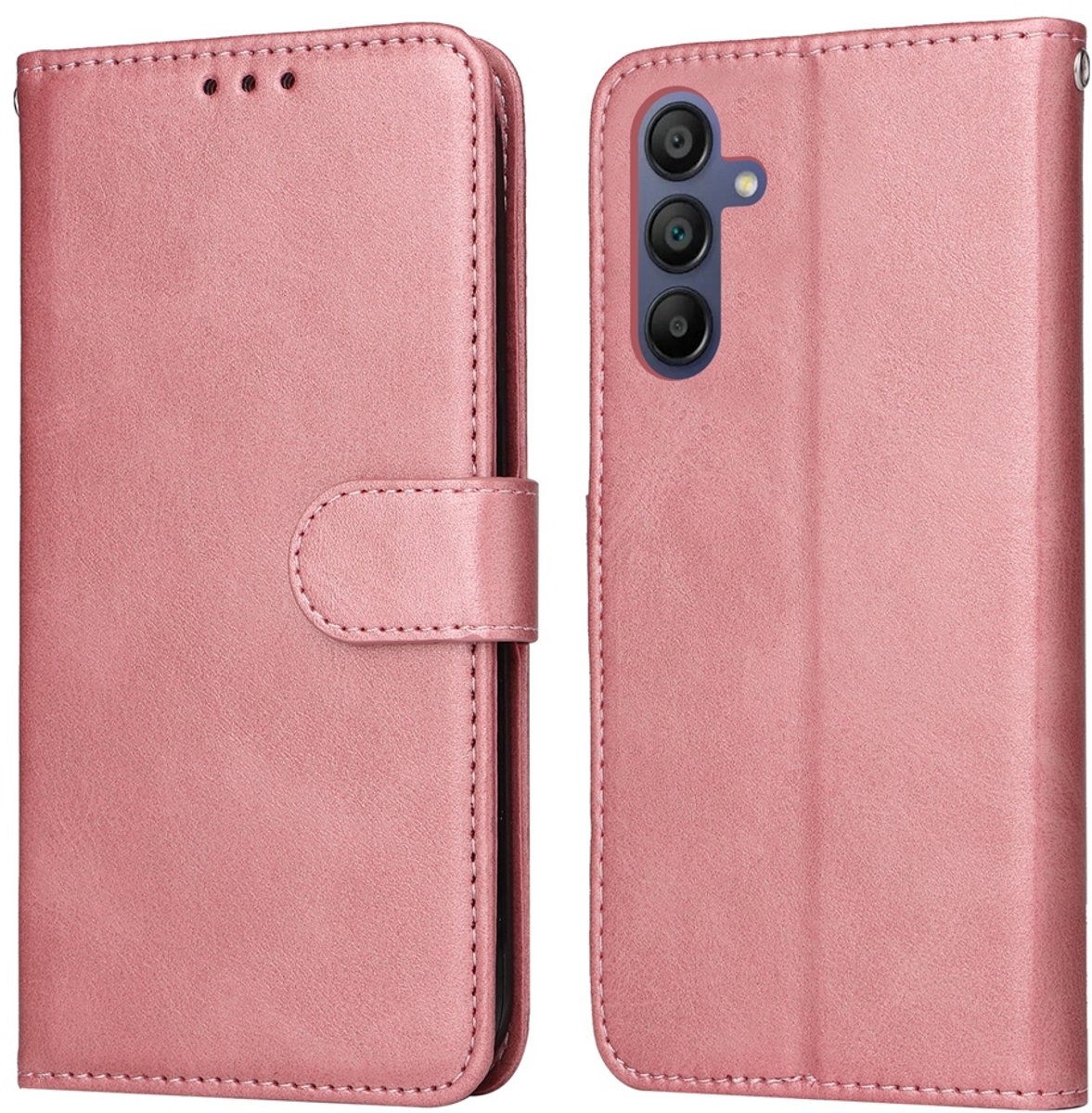 Mobigear Telefoonhoesje geschikt voor Samsung Galaxy A17 Hoesje | Mobigear Wallet Bookcase Portemonnee | Pasjeshouder voor 3 Pasjes | Telefoonhoesje voor Pinpas / OV Kaart / Rijbewijs - Roségoud