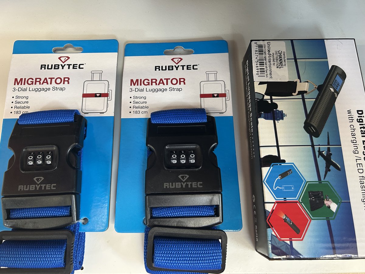 Kofferriem met Cijfer slot - Bagage Riem - Luggage Strap - Kofferband - Gesp - 183 Cm Blauw Set van 2 stuks met extra weegschaal