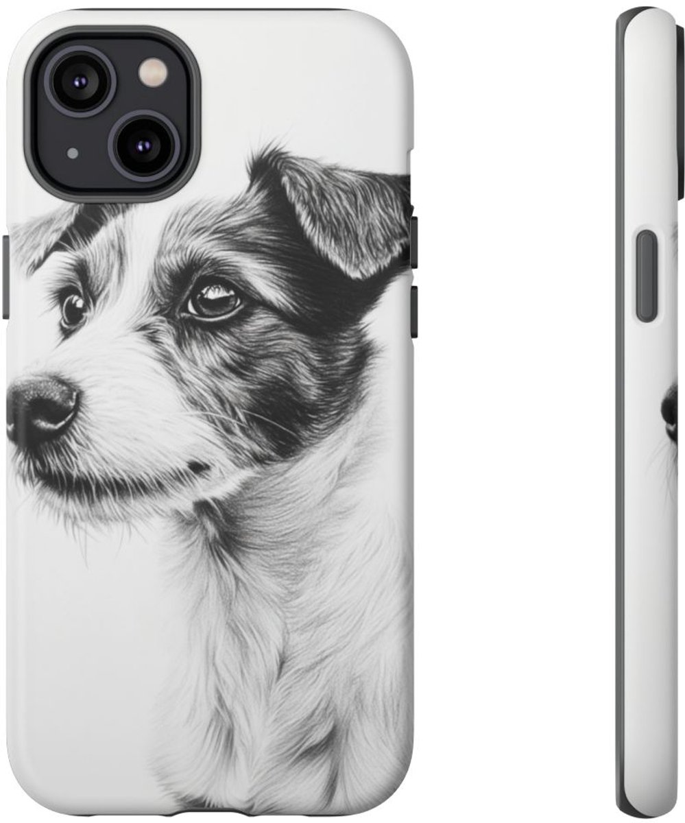 Hondenportret in Houtskool en Grafiet – Telefoonhoesje Geschikt voor iPhone 14 Plus