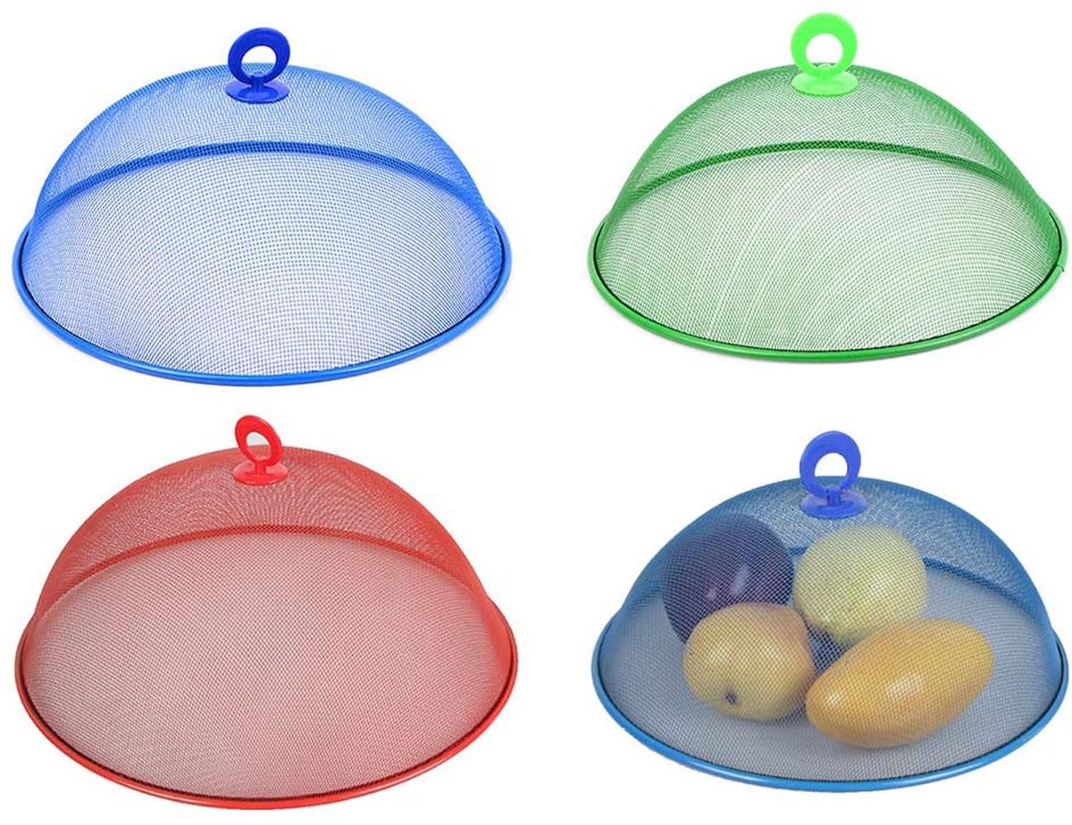 Voedselnetafdekking - 3 Stuks Mesh met Handvat - Voor Buiten, Keuken en Picknick - In 3 Kleuren