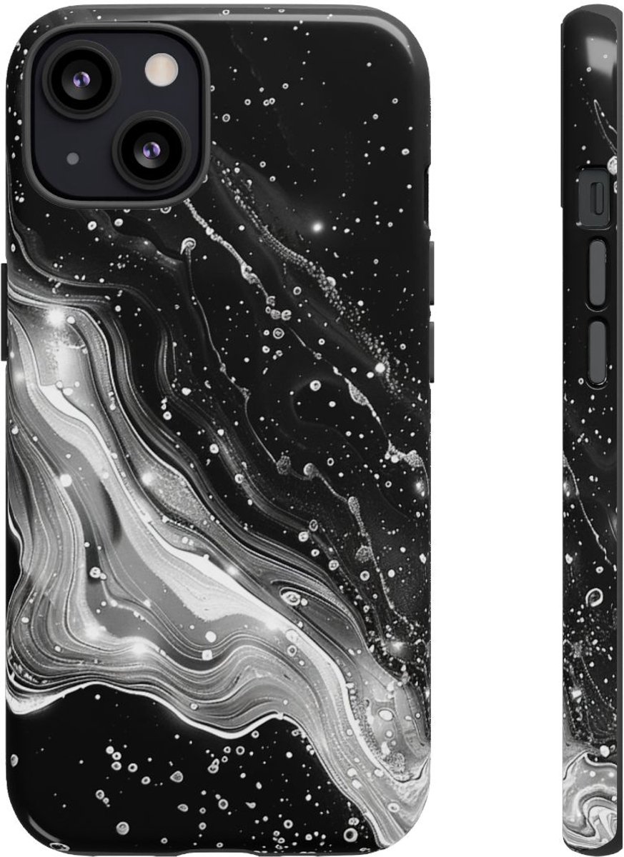 Zwart-Wit Abstracte Galaxie – Telefoonhoesje Geschikt voor iPhone 13