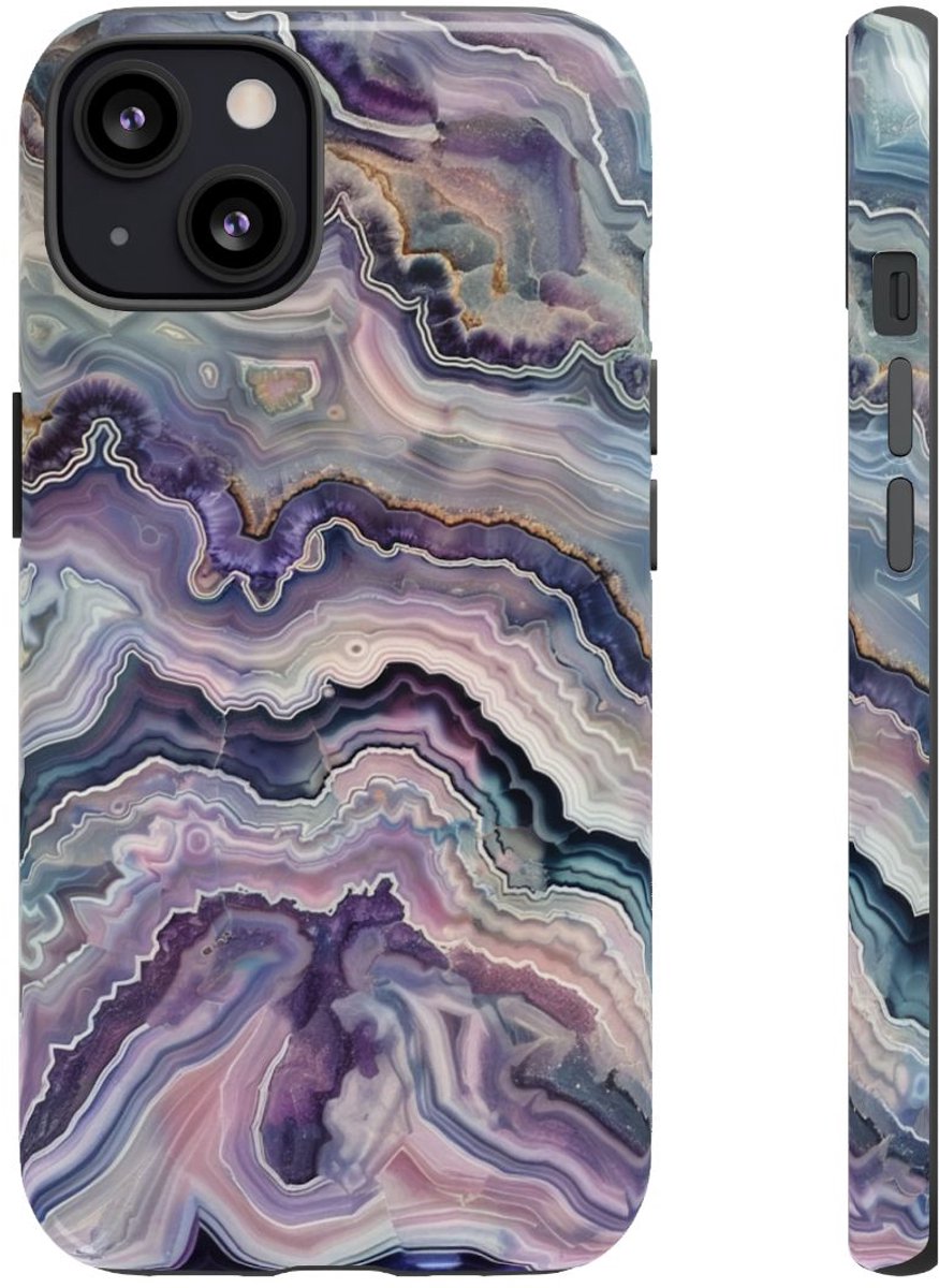 Paars-Blauw Geodepatroon – Telefoonhoesje Geschikt voor iPhone 13