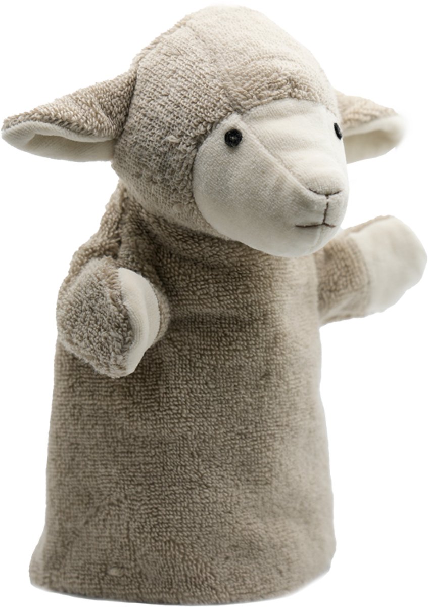 Cute since 1999 - Organische Handpop Grijze Lammetje - Dier knuffel - Handpop voor poppenkast - 26cm x 20cm