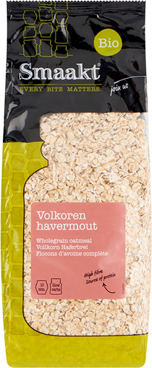 Smaakt Biologische Havermout (Doos met 6 verpakkingen van 500 gram) NL-BIO-01