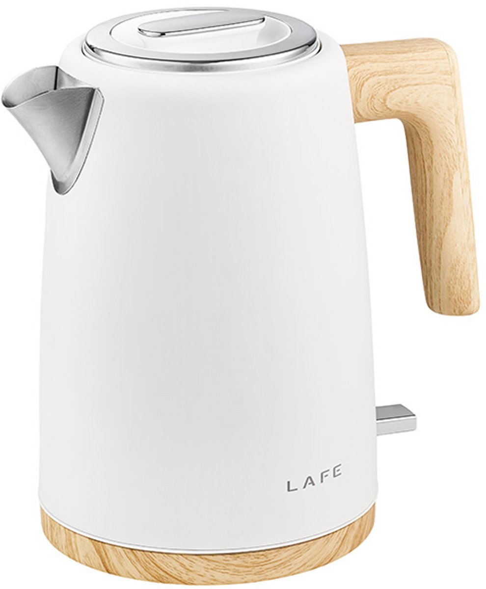 Lafe Scandi Elektrische Waterkoker 1,7L – Scandinavisch Design – RVS – Houten Accenten – STRIX-Connector – Automatische Uitschakeling