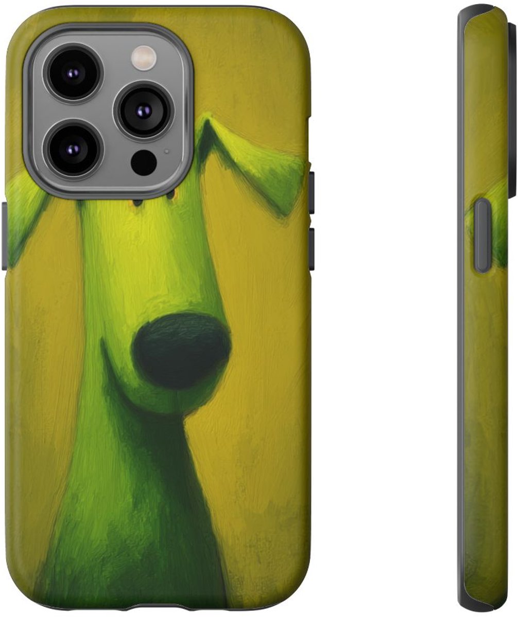 Groene Hond met Mat Effect – Telefoonhoesje Geschikt voor iPhone 14 Pro