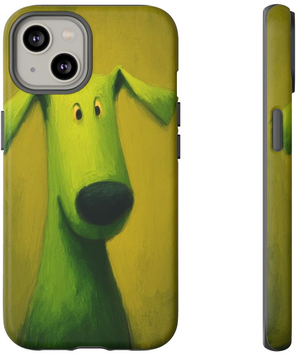 Groene Hond Mat Hoesje – Telefoonhoesje Geschikt voor iPhone 14