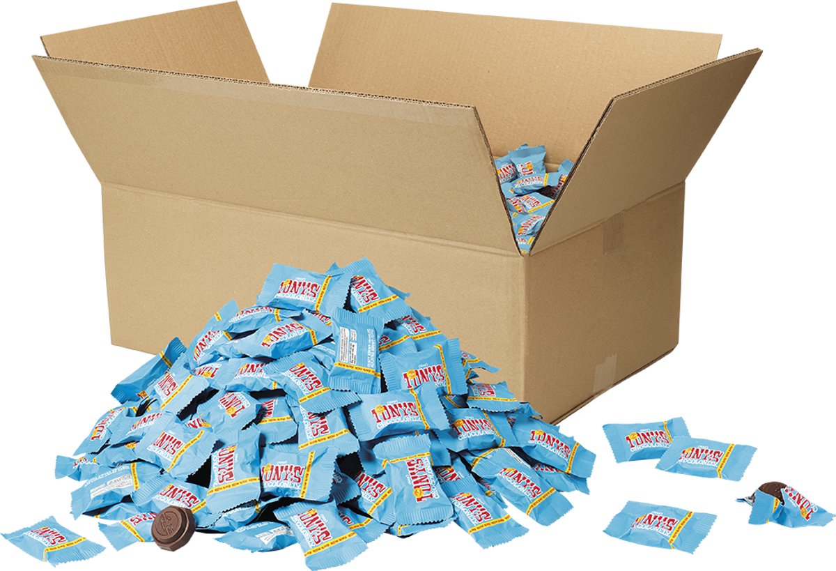 Tony's Chocolonely -Tiny Tony's - Bulk - Chocolade - Donkere Melk - 10 Kilo doos - Fairtrade Belgische Chocola - circa 1112 stuks