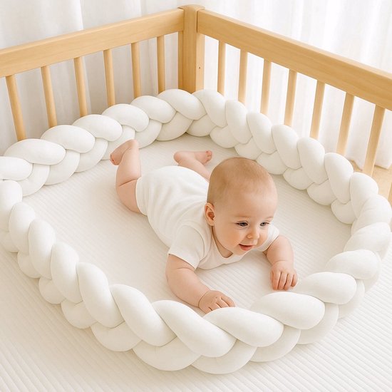 Mogi Products -Gevlochten Baby Bedomrander - 3 Meter - Premium Hoofdbeschermer & Boxomrander -