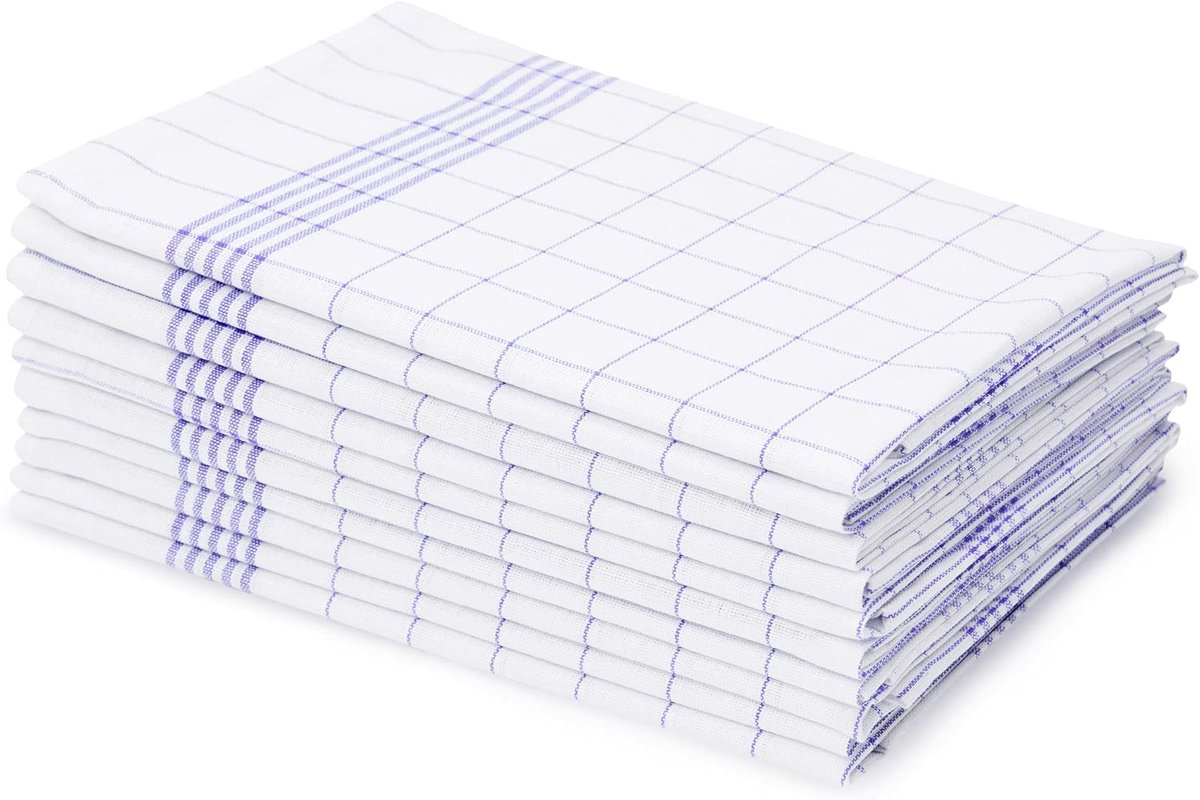 12-pack geruite katoenen theedoeken, 100% katoen, 45*62 cm, blauw