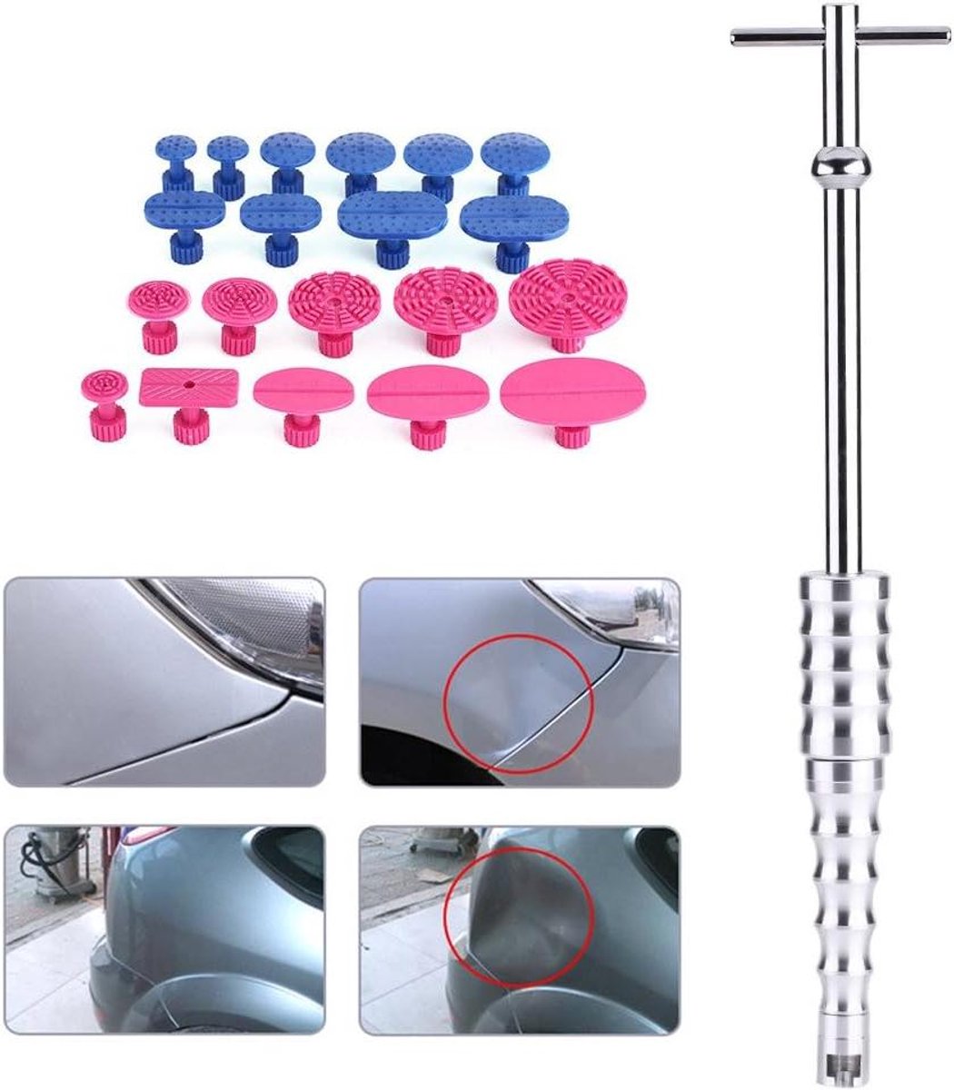 Allecto Plus - Carrosserie Gereedschap voor Verveloos Dent Repair - Met 20 Puller Tabs en Slide Hammer - Hagel Verwijderen - Lijm Puller Tabs - Auto Reparatie Kit