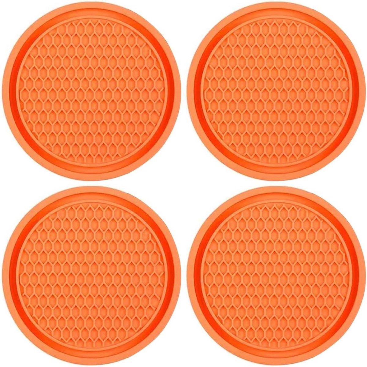 Allecto Plus - PVC auto-onderzetters voor bekerhouders in de auto - Antislip universele inzetonderzetters - Oranje - Set van 4 stuks