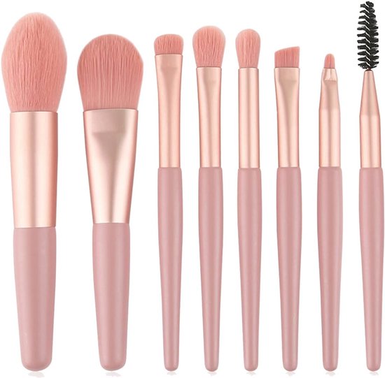 Foto: Snq make up kwastenset 8 delige set make up kwastenset blush kwast foundation kwast comfortabel en duurzaam roze