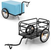 COSTWAY Fietsaanhanger, inklapbaar, met afdekking, koppeling en reflectoren, transportaanhanger, 60 kg, voor kamperen, winkelen, verhuizing