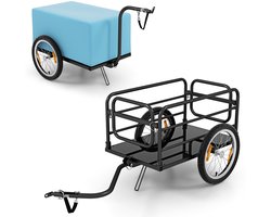 COSTWAY Fietsaanhanger, inklapbaar, met afdekking, koppeling en reflectoren, transportaanhanger, 60 kg, voor kamperen, winkelen, verhuizing