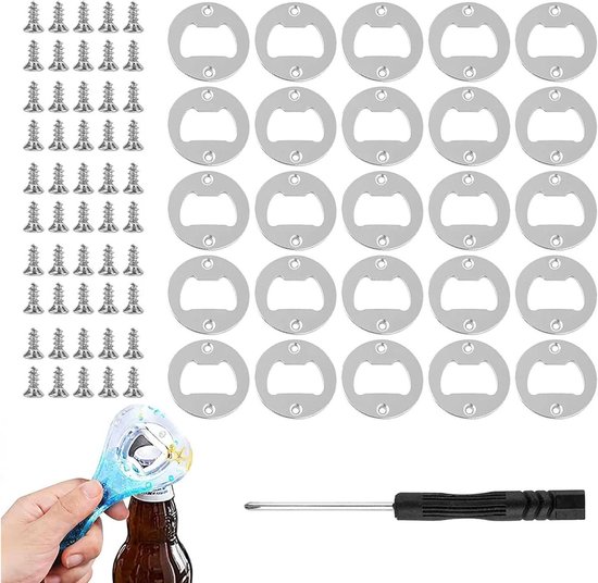0XBIT Flesopener, inzetset, 25 sets ronde flesopener, inzetstuk voor flesopeners van metaal, robuust en betrouwbaar en betrouwbaar, geschikt voor thuis, catering, feestjes 0XBIT Flesopener, inzetset, 25 sets ronde flesopener, inzetstuk voor flesopeners van metaal, robuust en betrouwbaar en betrouwbaar, geschikt voor thuis, catering, feestjes