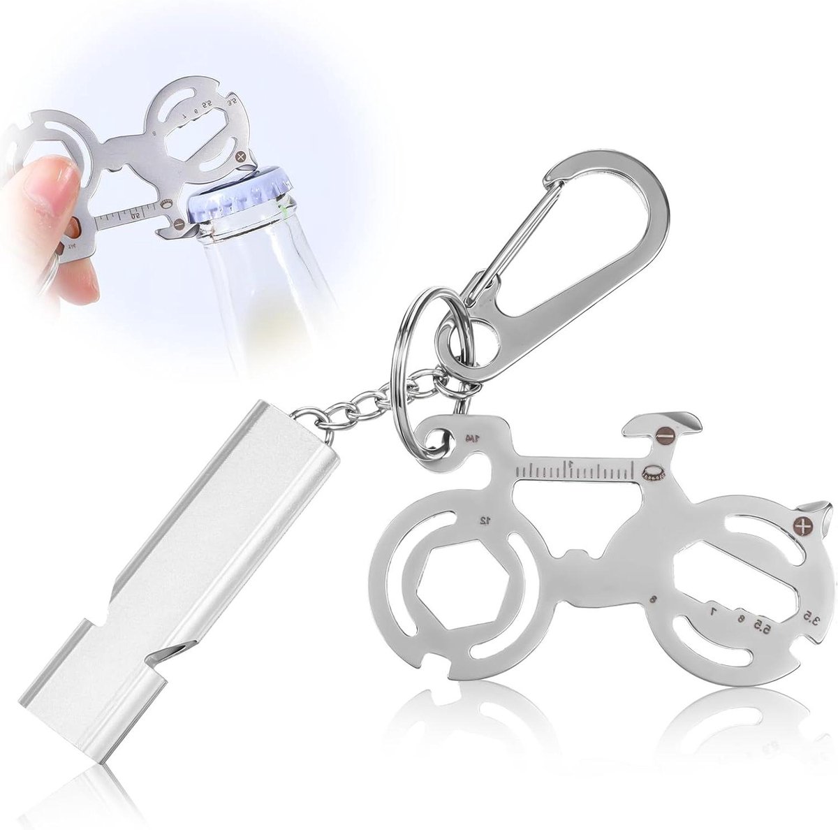 Allecto Plus - Fiets Multitool met Aluminium Buizen - 12 in 1 Fietsgereedschap Sleutelhanger - Fietsophanger - Geschenk voor Fietsliefhebbers - Mountainbiken - Wandelen - Kamperen
