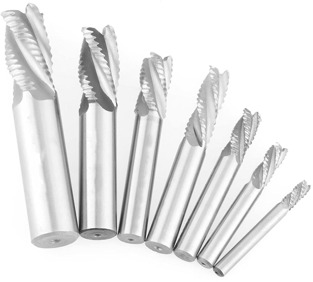 Allecto Plus - Frees 7 stuks 4 Fluiten 6-20mm HSS Router Bit voor Voorbewerking van Materialen - Sterke Chipbreker