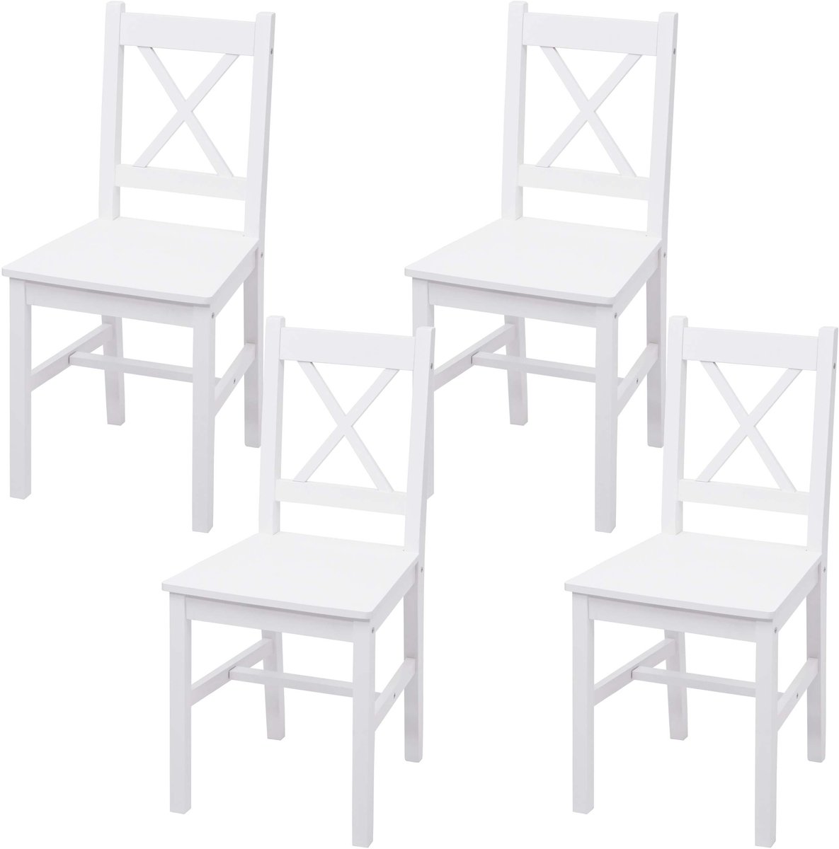 MCW Set van 4 eetkamerstoelen MCW-F77, fauteuil keukenstoel, massief hout landhuis ~ wit