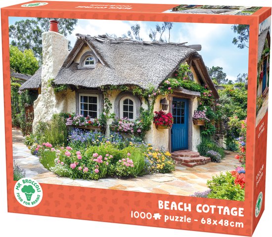 Mr. Broccoli Puzzel 1000 Stukjes Volwassenen - Beach Cottage - Legpuzzel Huis met Bloemen - FSC® - 68 x 48 cm