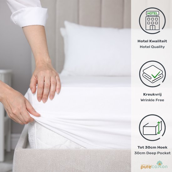 Hoeslaken 90x200 Katoen - Katoen Lisse - Comfort - Long Life - Wit