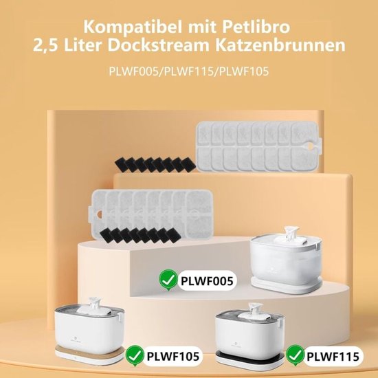 Kattenwaterfonteinfilter 32 stuks - geschikt voor - Petlibro kattenwaterfontein PLWF105/PLWF115/PLWF005, 16 filterpatronen en 16 schuimsponzen van Petlibro — afbeelding 2