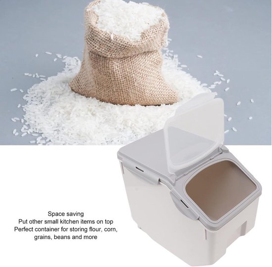 Meel- en graancontainer, 5L/8L, rijstdispenser, creatieve glazen voedselopslagcontainer voor keukenorganisatie en pantrywinkel, luchtdicht deksel en houten standaard5L Meel- en graancontainer, 5L/8L, rijstdispenser, creatieve glazen voedselopslagcontainer voor keukenorganisatie en pantrywinkel, luchtdicht deksel en houten standaard5L