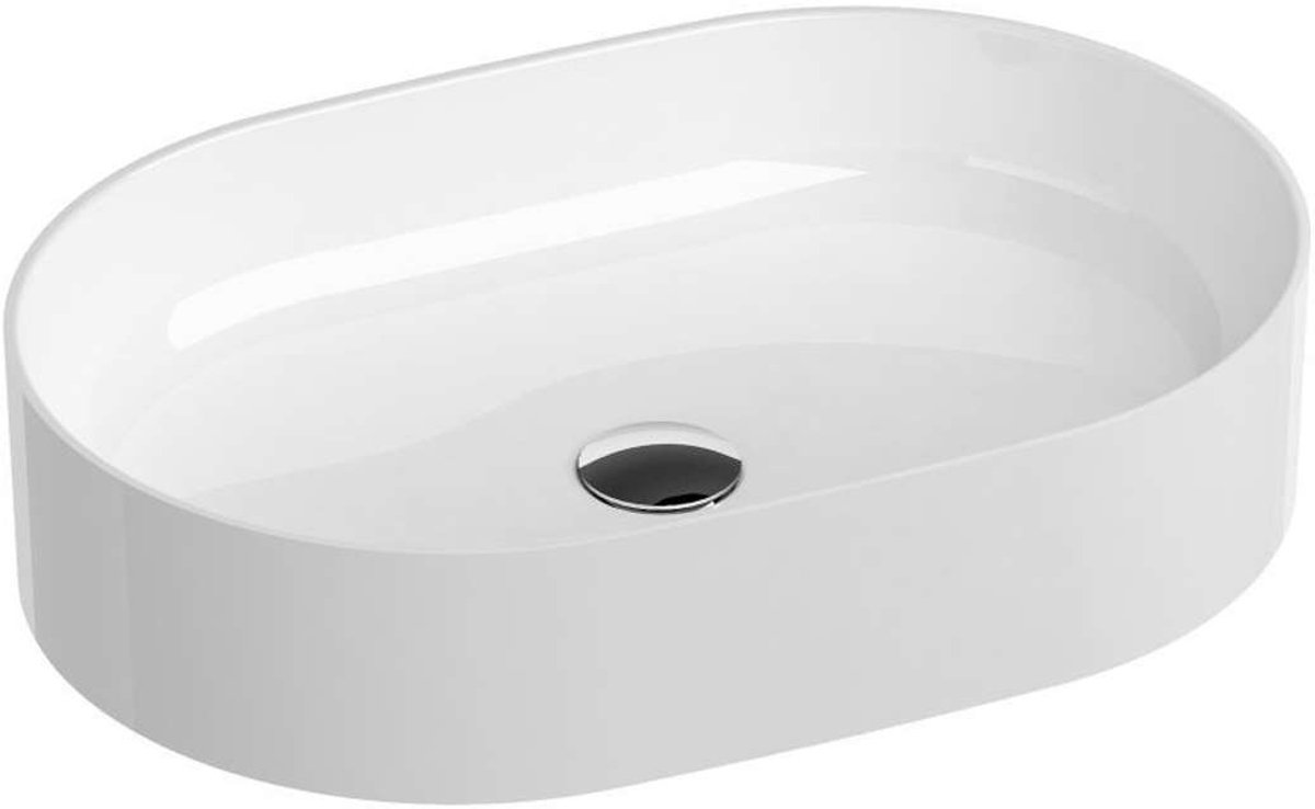 Ravak Ceramic - Opzetwastafel 550x370 mm, zonder overloop, wit XJX01155001