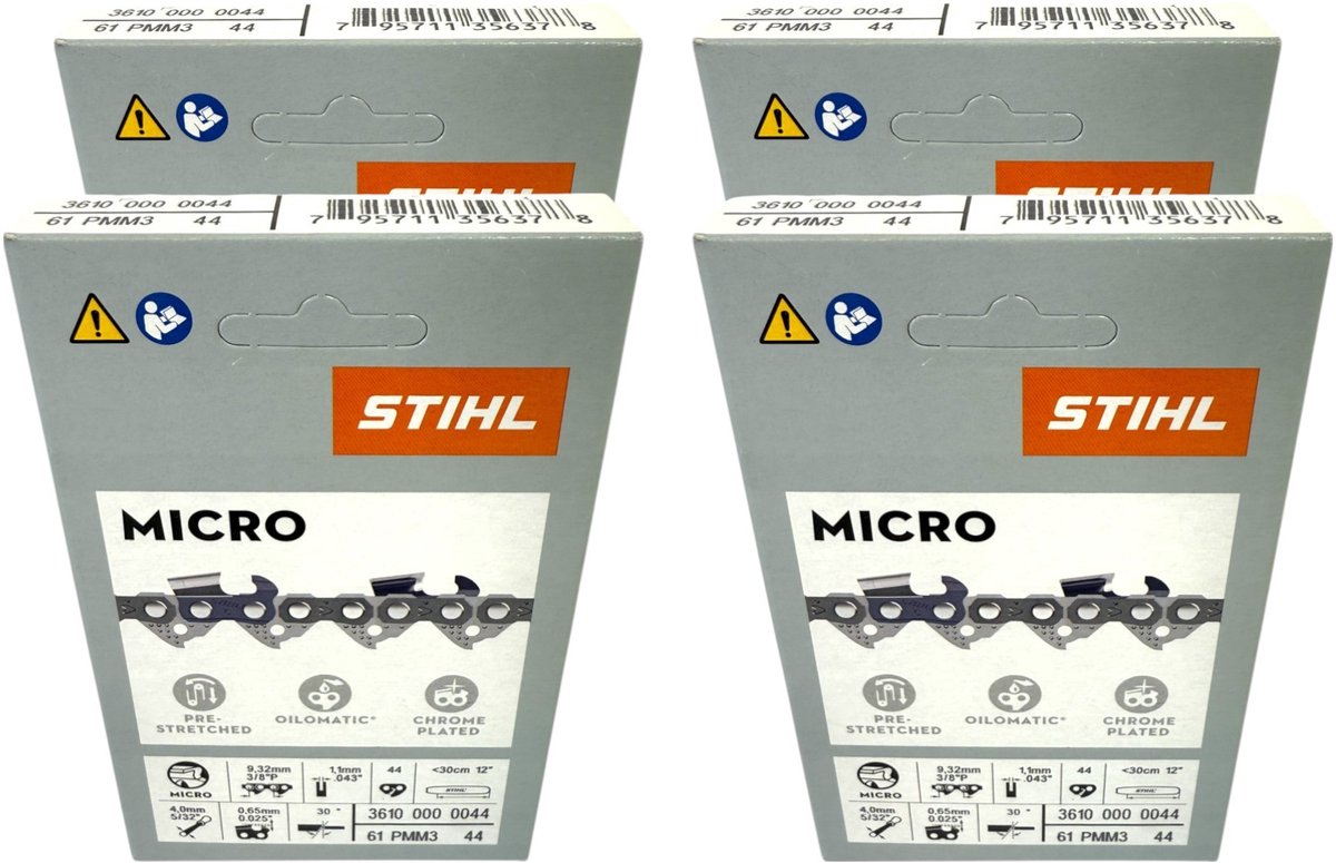 STIHL Picco Micro Mini 3 zaagketting 30 cm 3/8" P 1,1 mm 44 TG 4 stuks ( 4x 36100000044 )
